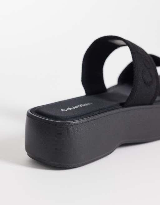 Calvin Klein Jeans - Sorte flatform-sandaler i netmateriale , 3 af 4