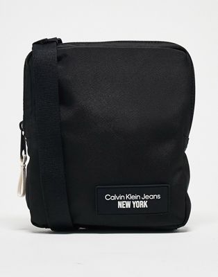 Calvin Klein Jeans leather card holder in black - ASOS Price Checker