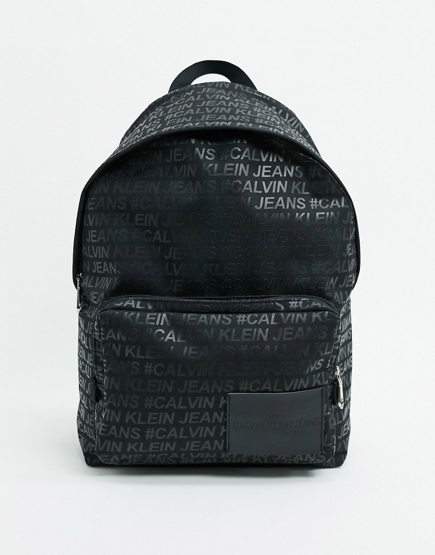 Calvin Klein Jeans Sports Essential all over logo backpack in black