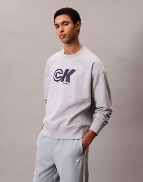 Calvin Klein Jeans sporty graphic sweatshirt in grey - view 1