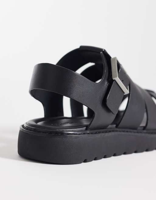 Calvin Klein Jeans square toe leather fisherman sandal in black , 4 of 4