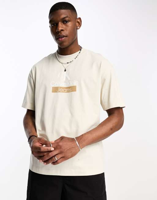 Beige calvin shop klein t shirt