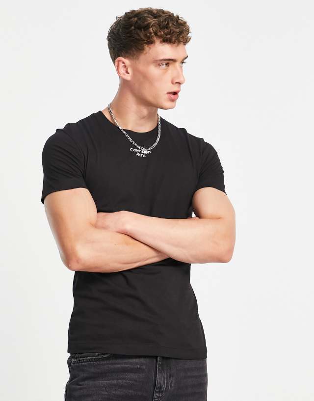 Calvin Klein Jeans stacked logo T-shirt in black