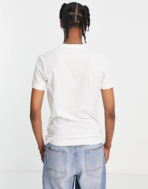 Calvin Klein Jeans stacked logo t-shirt in white | ASOS