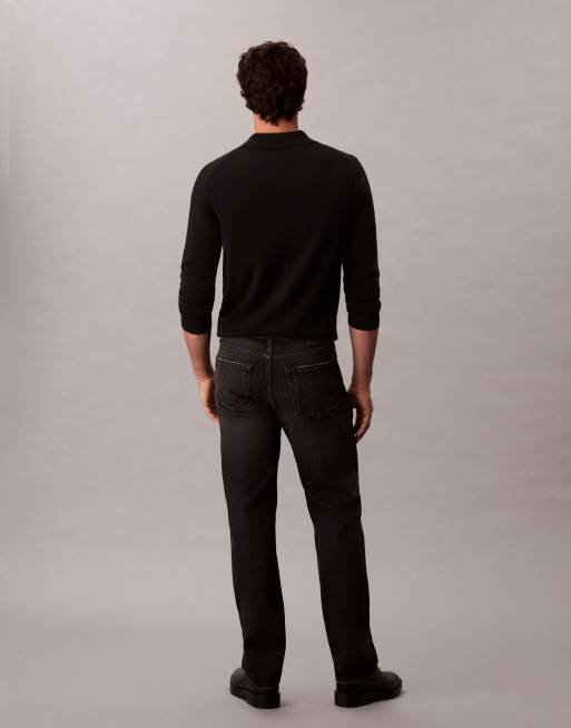 Calvin Klein Jeans – Standard – Gerade geschnittene Jeans in verwaschenem Schwarz mit Zierrissen, 4 von 5