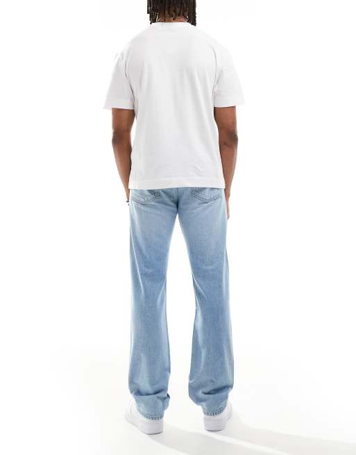 Calvin Klein Jeans standard straight jeans in light blue wash, 3 of 5