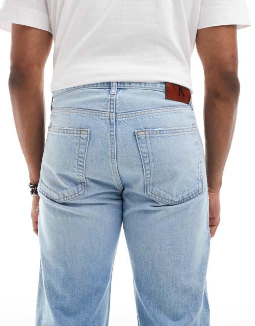 Calvin Klein Jeans standard straight jeans in light blue wash, 4 of 5