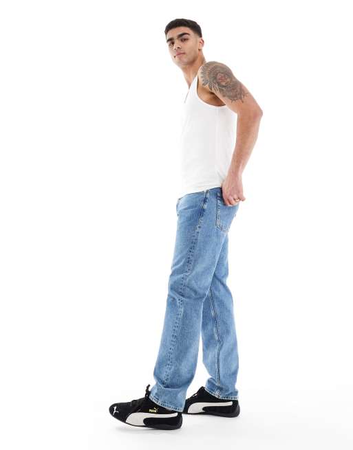 Calvin Klein Jeans standard straight jeans in mid wash | ASOS