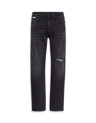 Calvin Klein Jeans Est.1978 Standard Straight Jeans With Rips In Black