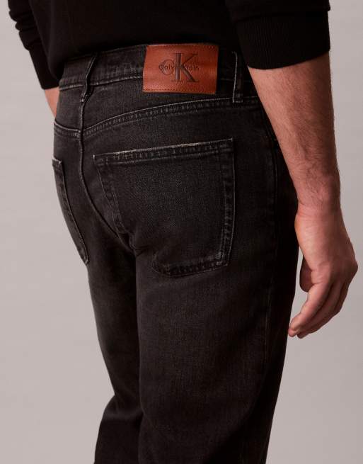 Calvin Klein Jeans standard straight jeans with rips in washed black, 5 of 5