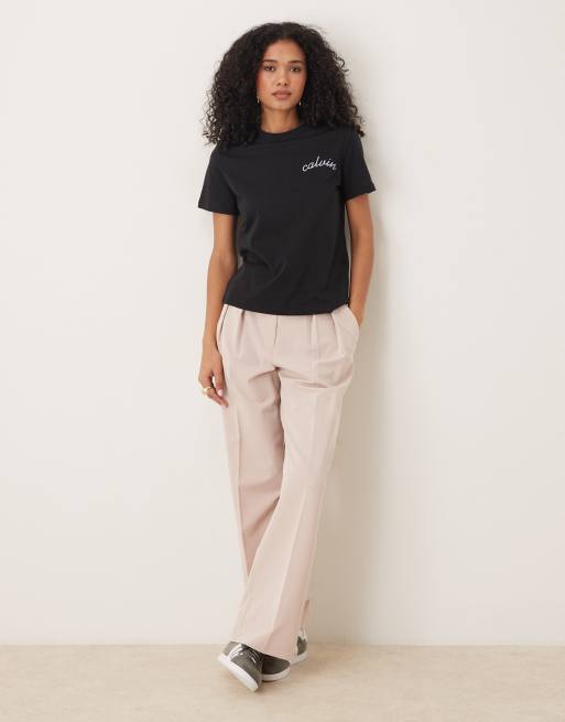 Calvin Klein Jeans stitch chest logo t-shirt in black, 3 of 4