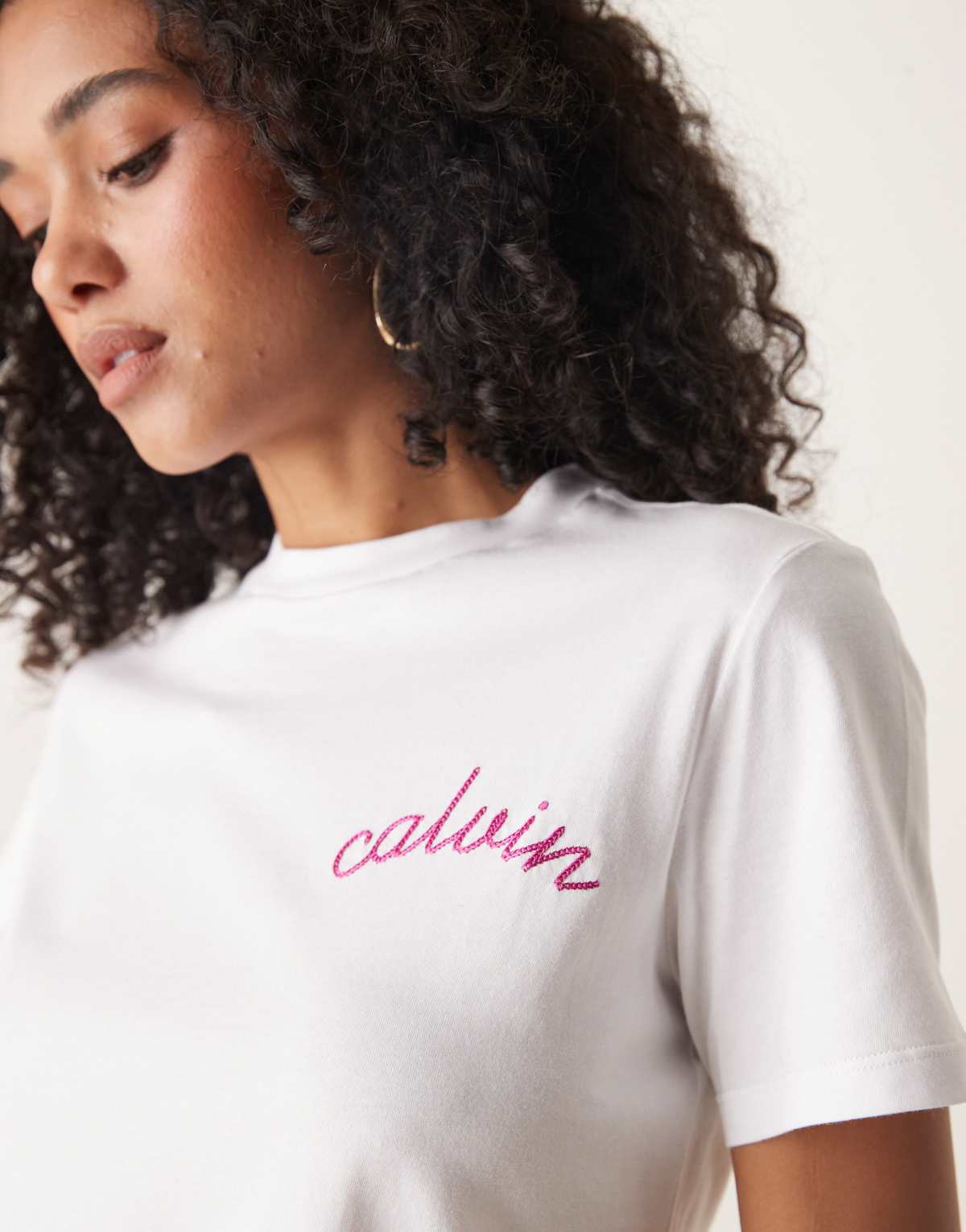 Calvin Klein Jeans stitch chest logo t-shirt in white