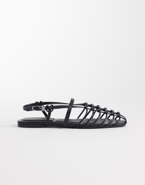 Calvin Klein Jeans strappy leather ballerina flats in black - view 1