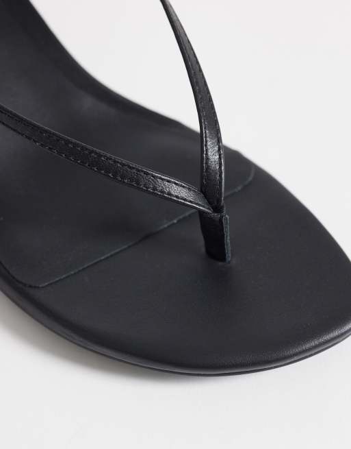 Calvin Klein Jeans strappy slingback leather flip flop heeled sandals in black, 2 of 4