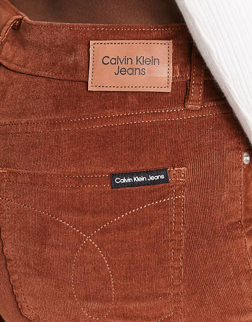 Calvin Klein Jeans stretch corduroy pants in brown | ASOS
