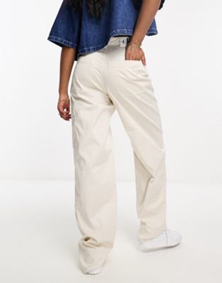 Calvin Klein cream trousers high stretch twill rise in ASOS Jeans 