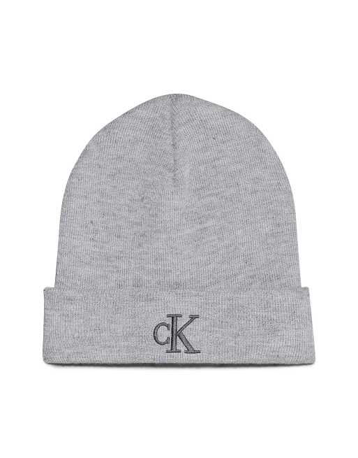 Calvin Klein Jeans – Strickmütze in meliertem Grau