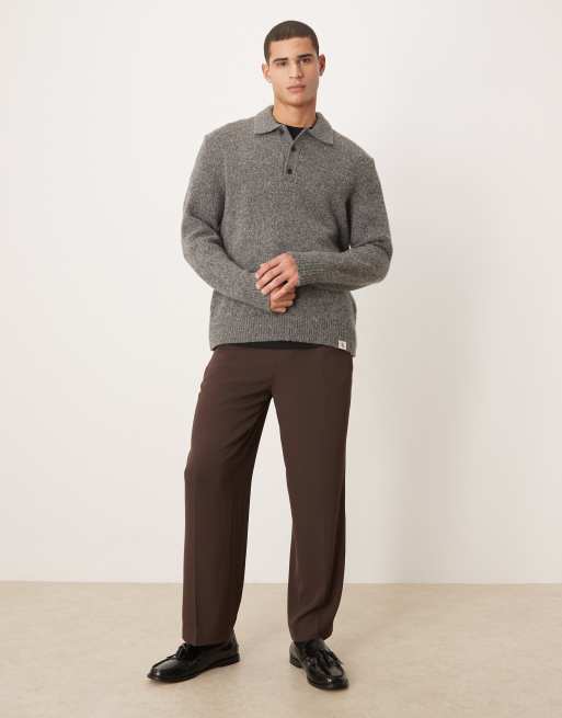 Calvin Klein Jeans – Strickpullover in Grau mit Polokragen, 2 von 5