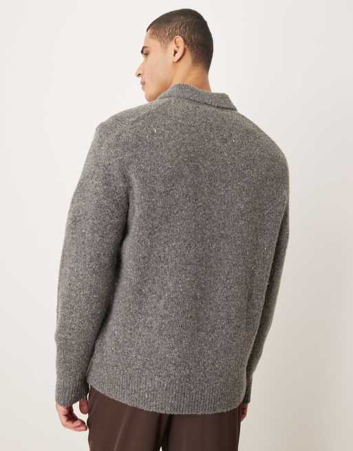 Calvin Klein Jeans – Strickpullover in Grau mit Polokragen, 3 von 5