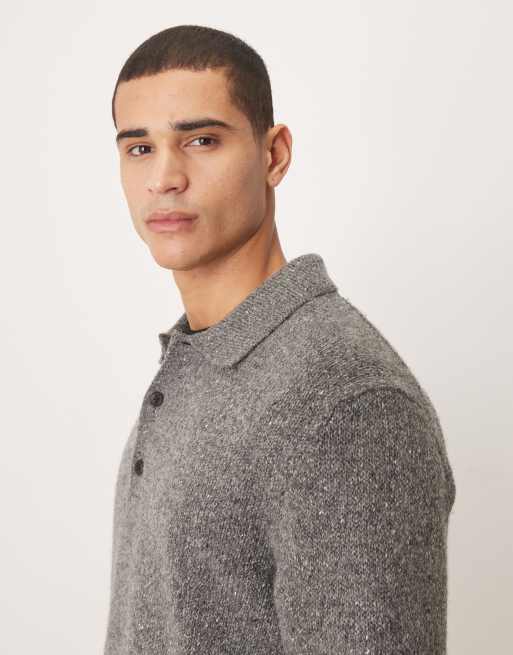Calvin Klein Jeans – Strickpullover in Grau mit Polokragen, 4 von 5