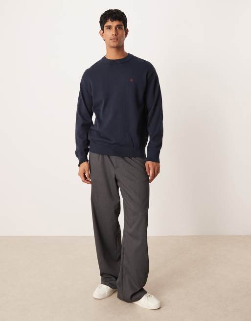 Calvin Klein Jeans – Strickpullover in Marineblau mit Logo in Kontrastfarbe, 2 von 5