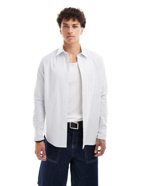 Calvin Klein Jeans stripe shirt in light blue - view 1
