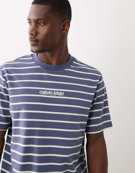 Calvin Klein Jeans striped t-shirt in blue and white - view 1