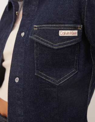 Shop Calvin Klein Jeans Est.1978 Structured Denim Top In Blue