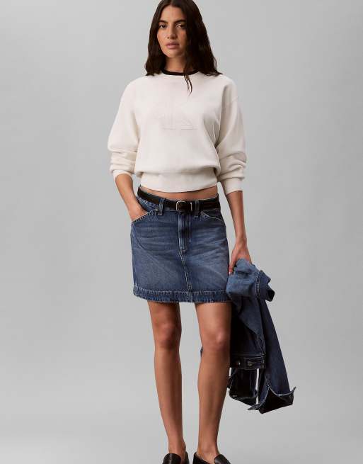 Calvin Klein Jeans strukturierter Strickpullover mit Monogramm in Tofu, 2 von 6
