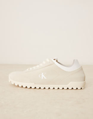 Calvin Klein Jeans Est.1978 Suede Low Profile Runner Sneakers In Neutral