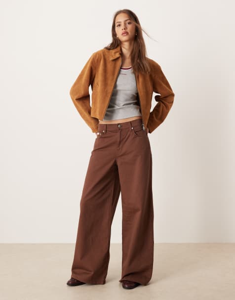 Calvin Klein Jeans super wide chino pants in mocha brown - view 1