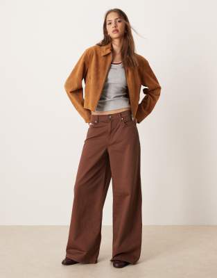 Calvin Klein Jeans super wide chino trousers in mocha brown