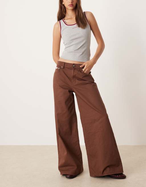 Calvin Klein Jeans super wide chino trousers in mocha brown ASOS
