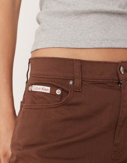 Calvin Klein Jeans super wide chino trousers in mocha brown, 5 of 5