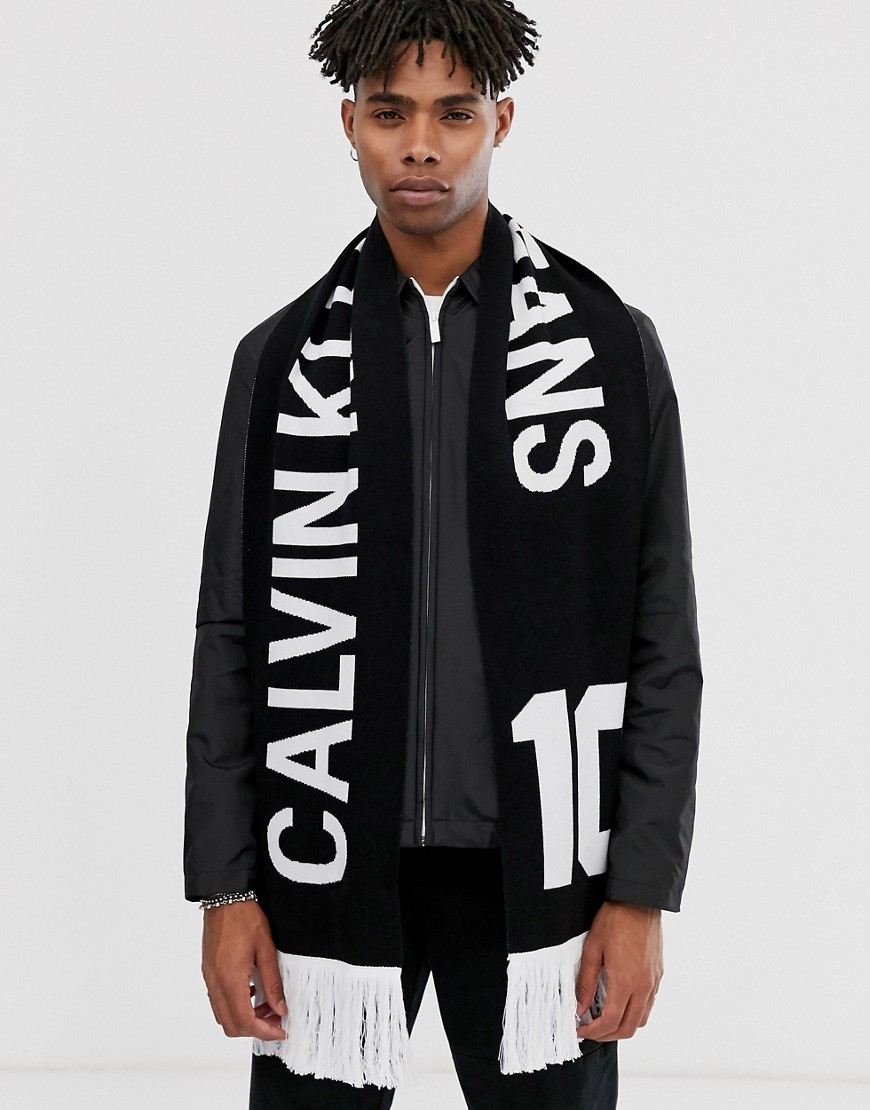 Calvin Klein Jeans - Supporter - Sciarpa nera con logo-Nero