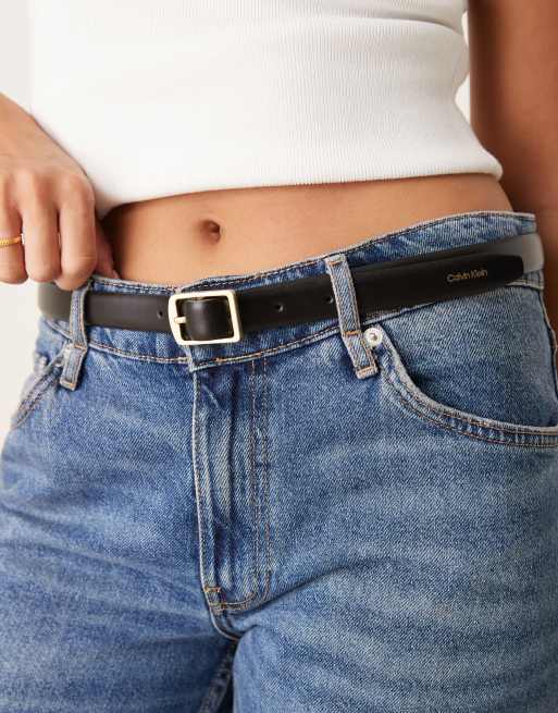 Calvin Klein Jeans – Svart klassiskt skärp med fyrkantigt spänne