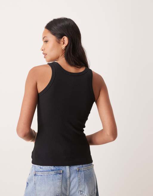 Calvin Klein Jeans – Svart, ribbat linne med logga, 4 av 4