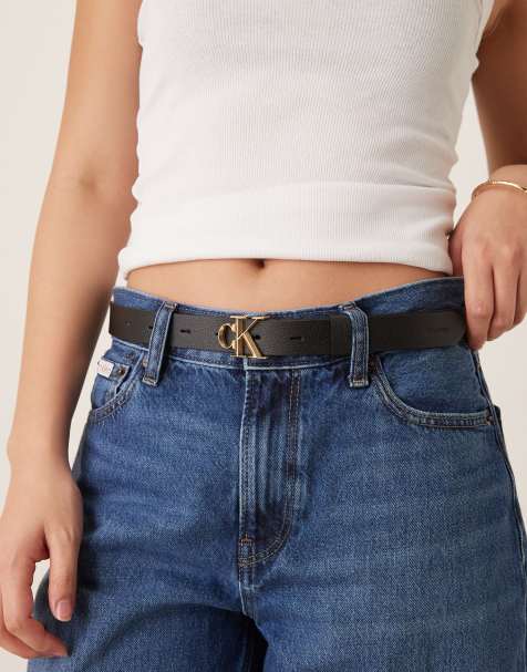 Calvin Klein Jeans – Svart skärp med logotypspänne - view 1