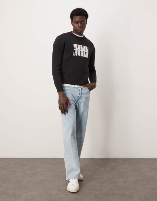 Calvin Klein Jeans – Svart, stickad tröja med fyrkantig logga, 2 av 4