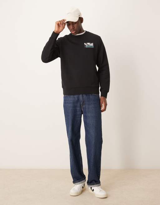 Calvin Klein Jeans – Svart sweatshirt med grafiskt tryck baktill, 3 av 4