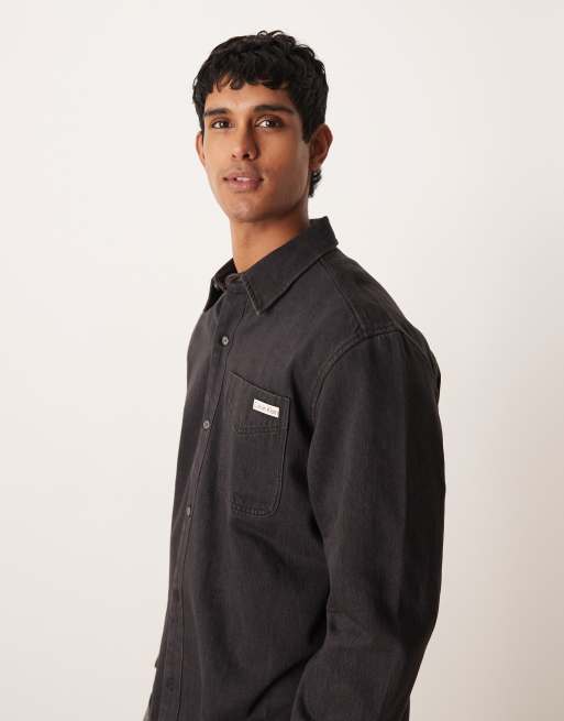 Calvin Klein Jeans – Svart, tvättad jeansskjorta, 4 av 5
