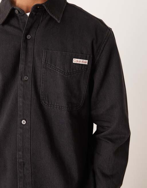 Calvin Klein Jeans – Svart, tvättad jeansskjorta, 5 av 5
