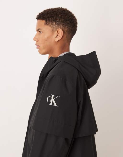 Calvin Klein Jeans – Svart vindjacka i ripstop och oversize med huva, 4 av 5