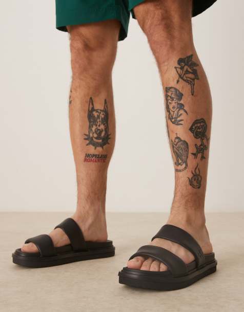 Calvin Klein Jeans – Svarta sandaler i läder med dubbla remmar - view 1