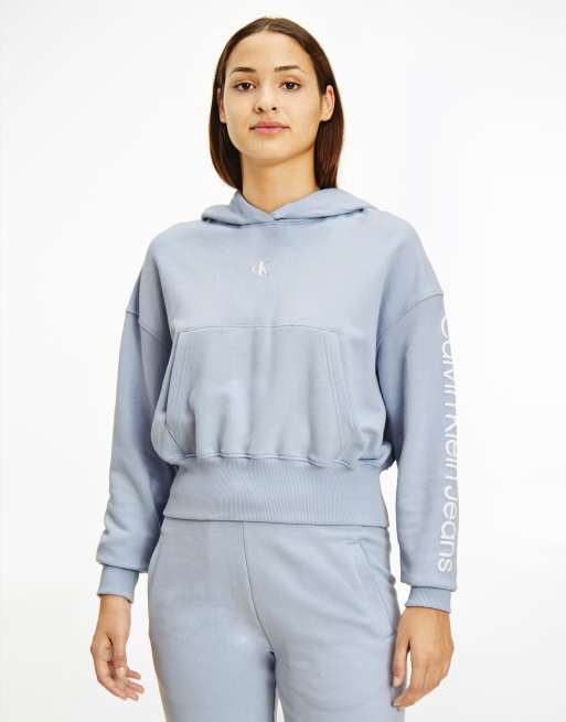 Calvin Klein Jeans Sweat a capuche d ensemble bicolore a monogramme Bleu pale ASOS