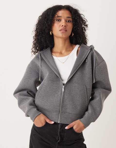 Calvin Klein Jeans - Sweat à capuche en imitation néoprène - Gris - view 1