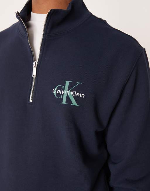 Calvin Klein Jeans - Sweat à col zippé et logo monogramme - Bleu marine, 4 de 5