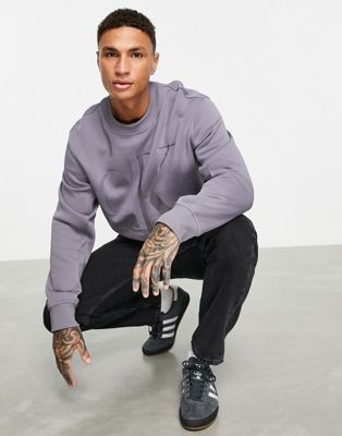 Homme Calvin Klein Jeans - Sweat à grand logo réuni - Gris
