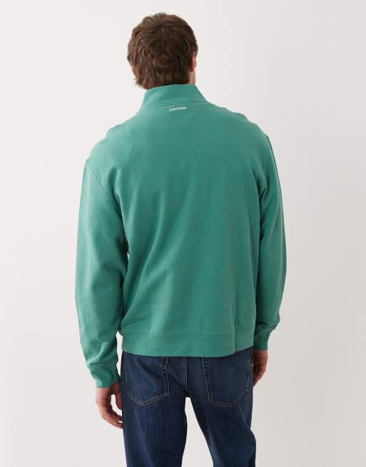 Calvin Klein Jeans - Sweat en tissu à col zippé et écusson style universitaire - Vert, 3 de 5