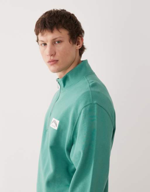 Calvin Klein Jeans - Sweat en tissu à col zippé et écusson style universitaire - Vert, 4 de 5